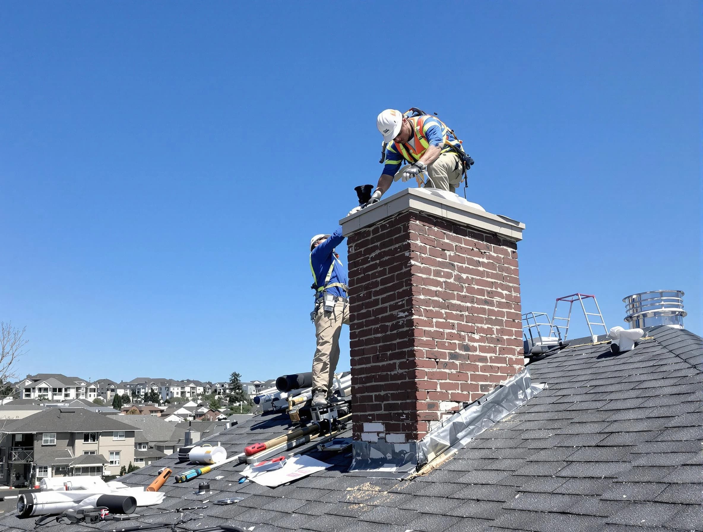 Lafayette Chimney Sweep repairing a chimney crown in Lafayette, CO