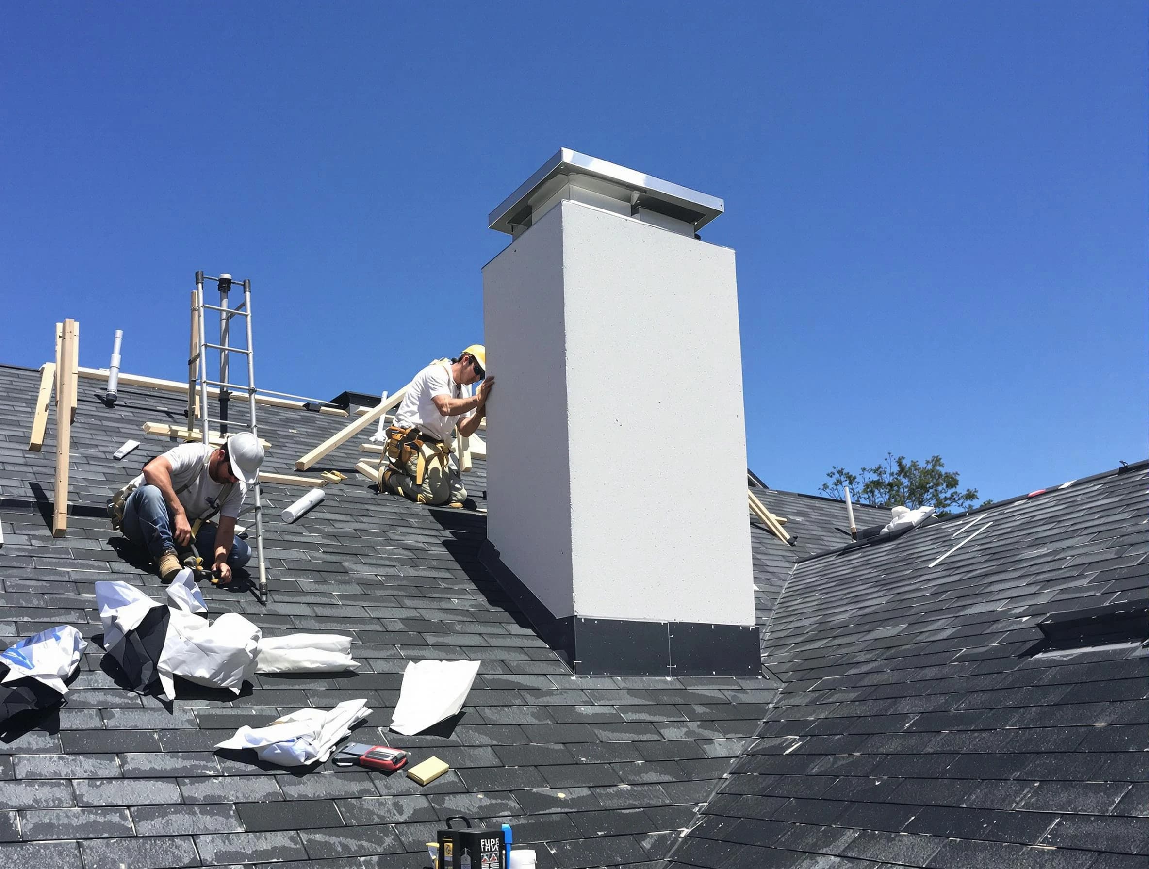 Lafayette Chimney Sweep crew installing a new chimney in Lafayette, CO