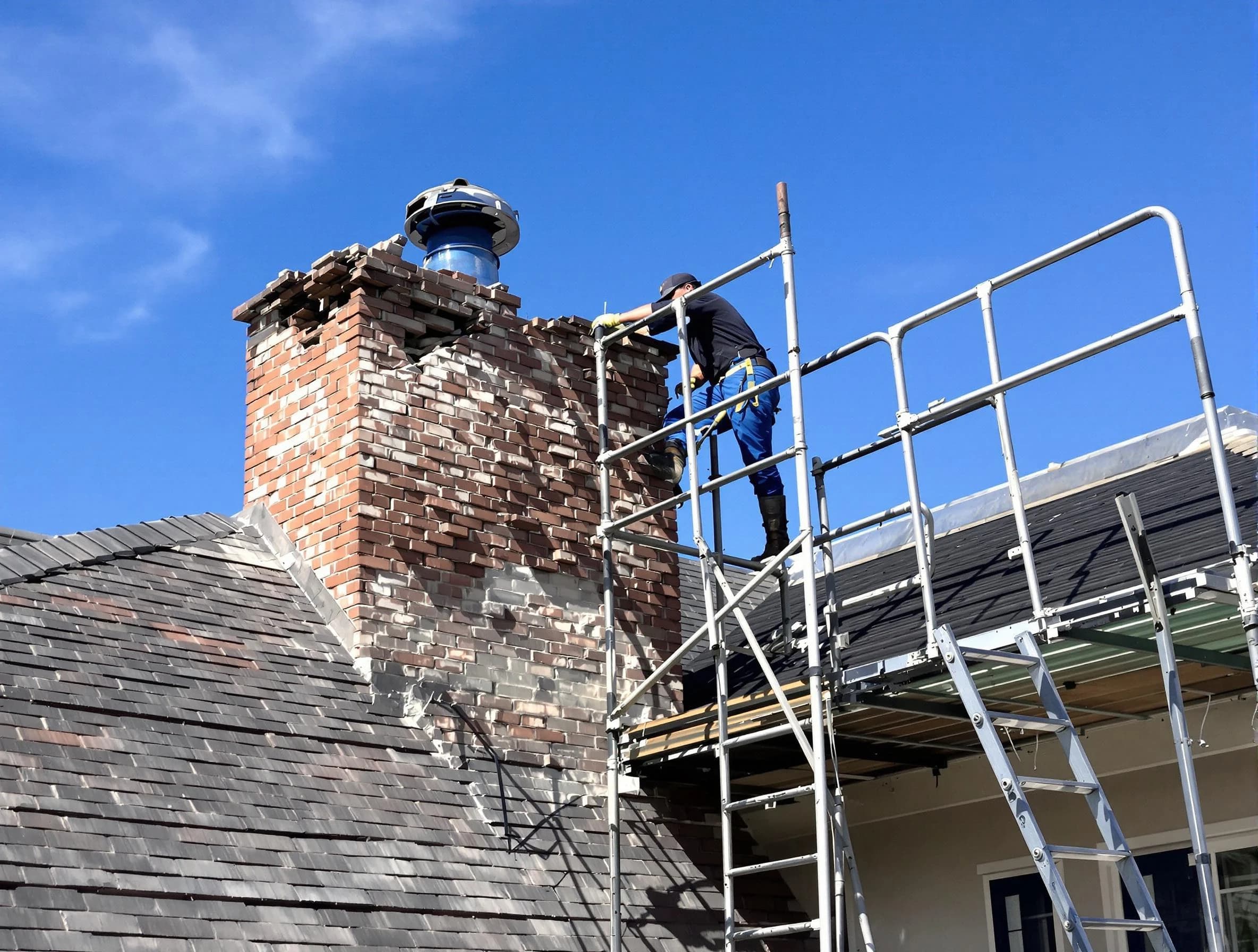 Rebuilding a chimney structure by Lafayette Chimney Sweep in Lafayette, CO
