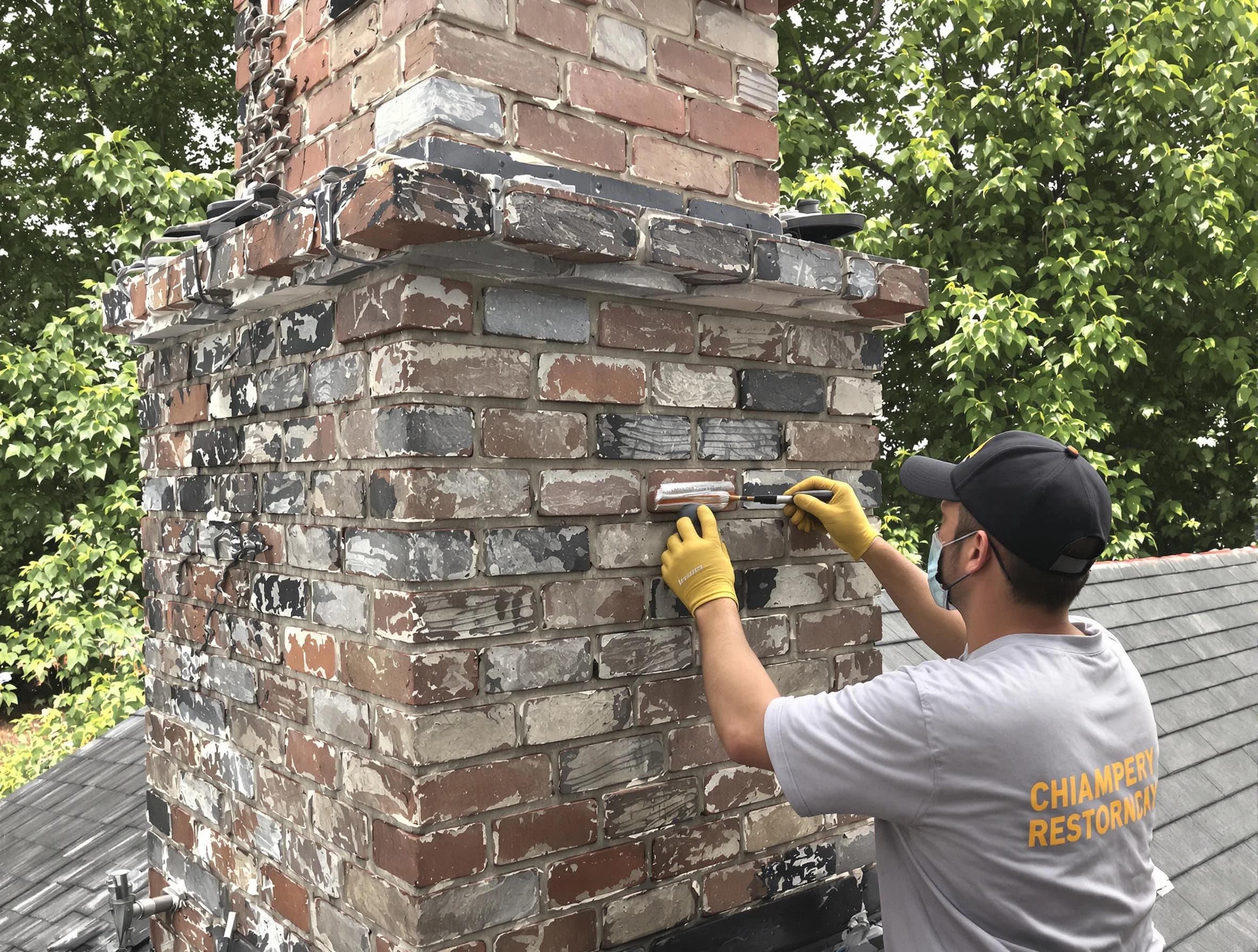 In-progress chimney restoration by Lafayette Chimney Sweep in Lafayette, CO